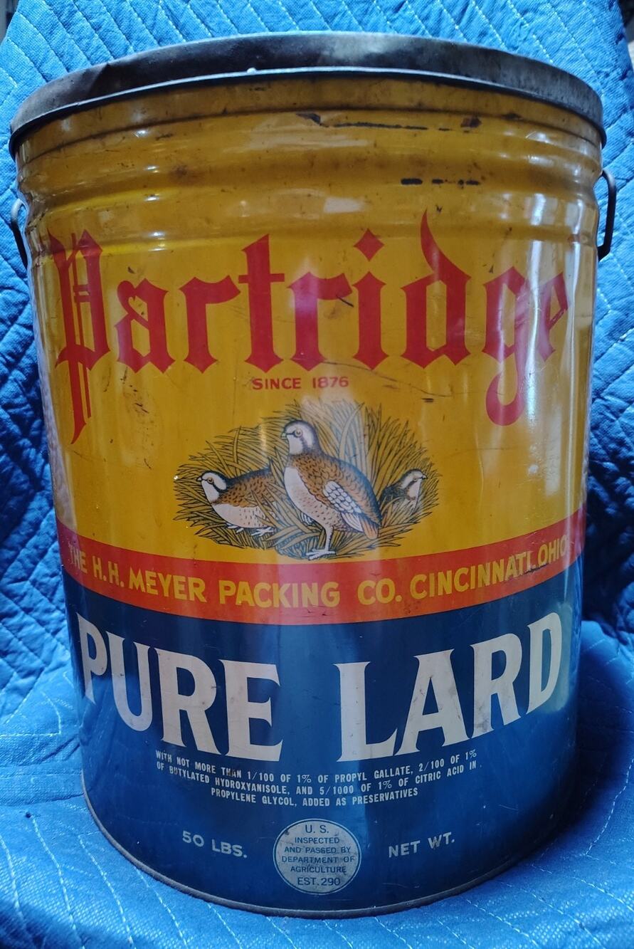 Vintage 50 lb Metal LARD tin